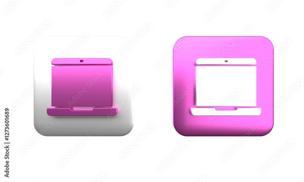 Poster colorful laptop icon isolated on white background. computer notebook with empty screen sign. square 