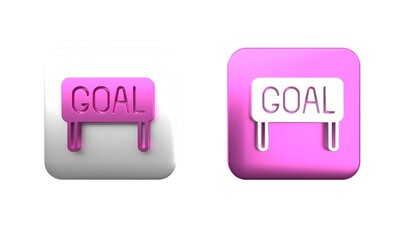 Colorful Goal soccer football icon isolated on white background. Square button. 3D render illustration