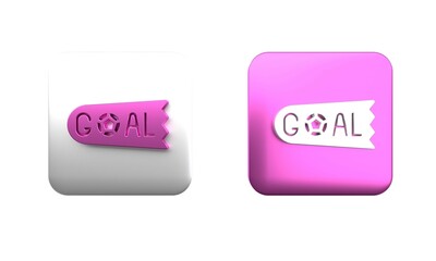 Colorful Goal soccer football icon isolated on white background. Square button. 3D render illustration