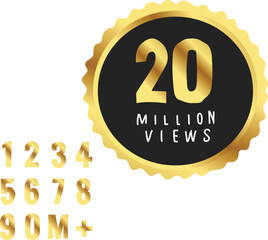 2 Million Views 8 Million Views vector illustration