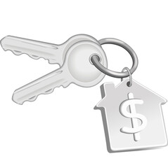 keys with keychain3D. Icons 3d realistic render vector object. eggplant healthy vegetable. Icons 3d realistic render vector object. key, apartment, house, business, home, shape, keychain, metal, real 