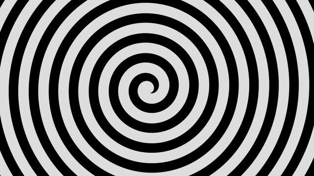 Surreal Black and White Psychedelic Spiral Optical Illusion. Abstract Hypnotic Animated Background.