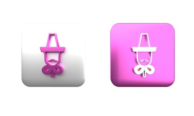 Colorful Traditional korean hat icon isolated on white background. Square button. 3D render illustration