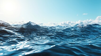 Ocean Waves Deep Blue Sea Water Texture Sunny Day Seascape Background