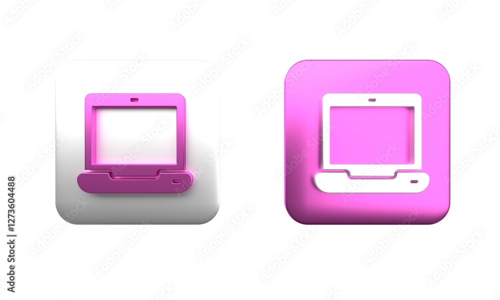 Poster colorful laptop icon isolated on white background. computer notebook with empty screen sign. square 