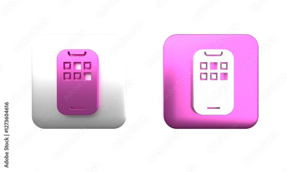 Poster colorful mobile apps icon isolated on white background. smartphone with screen icons, applications. 