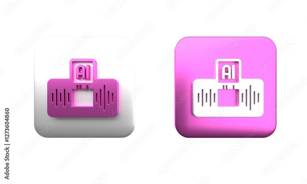 Poster colorful artificial intelligence ai icon isolated on white background. machine learning, cloud compu
