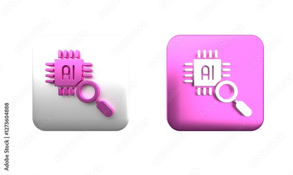 Poster colorful computer processor with microcircuits cpu icon isolated on white background. chip or cpu wi