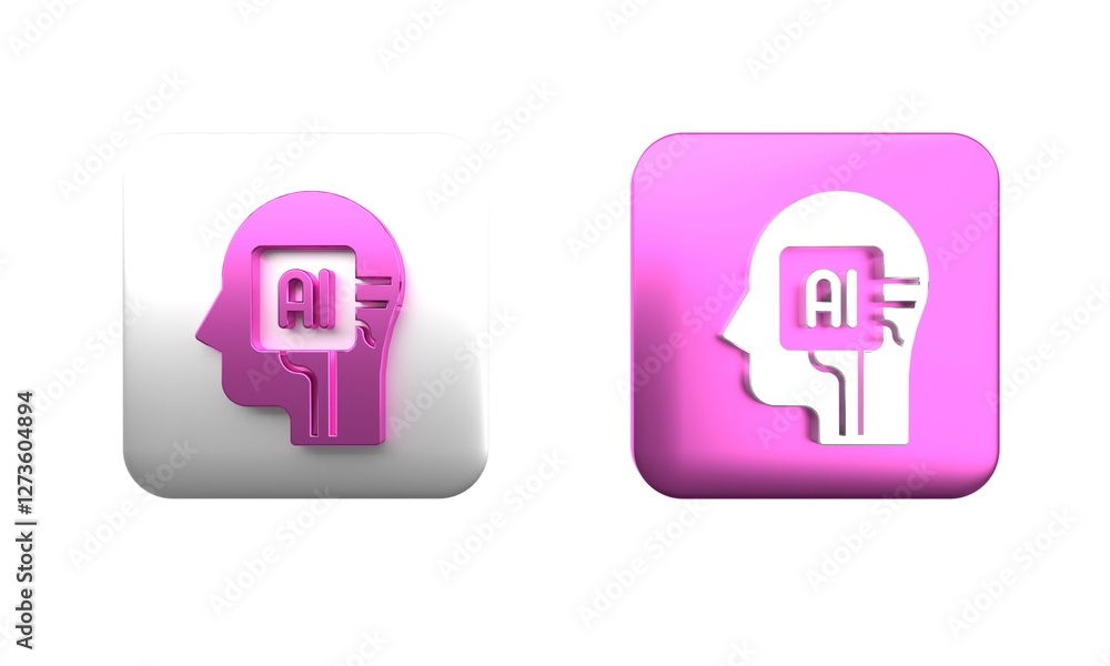 Poster colorful humanoid robot icon isolated on white background. artificial intelligence, machine learning
