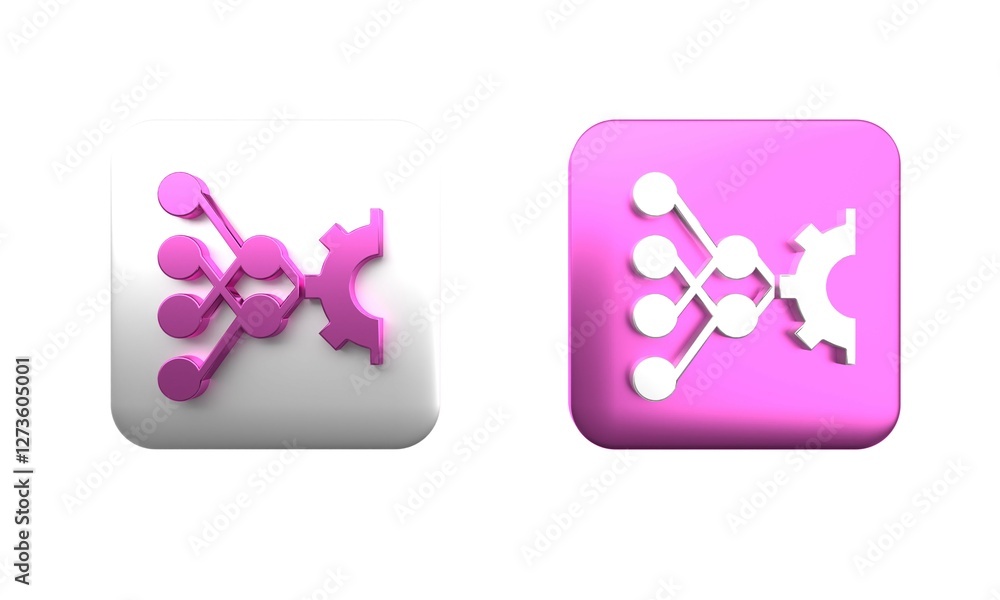 Poster colorful neural network icon isolated on white background. artificial intelligence ai. square button