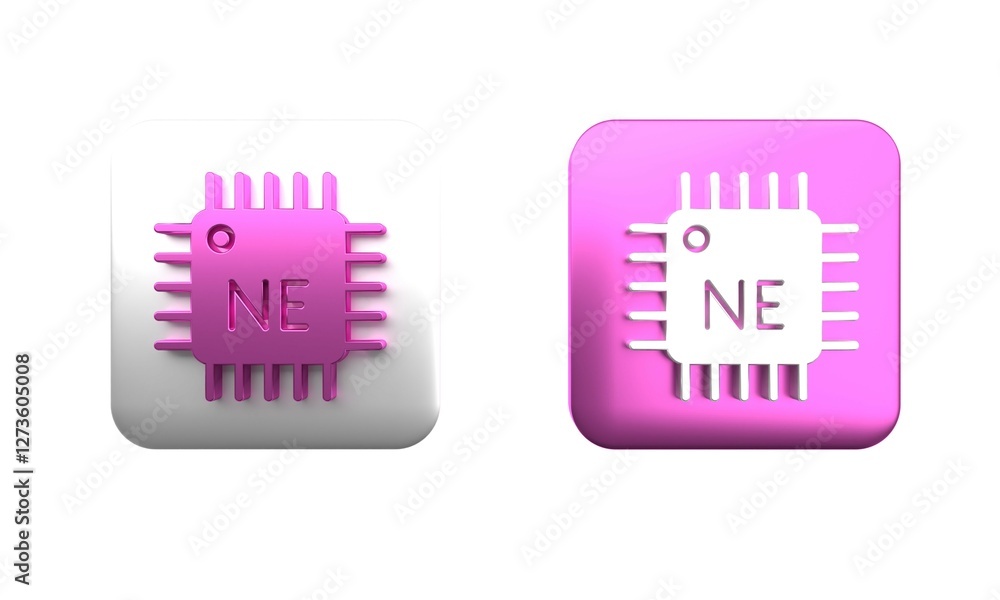 Poster colorful computer processor with microcircuits cpu icon isolated on white background. chip or cpu wi
