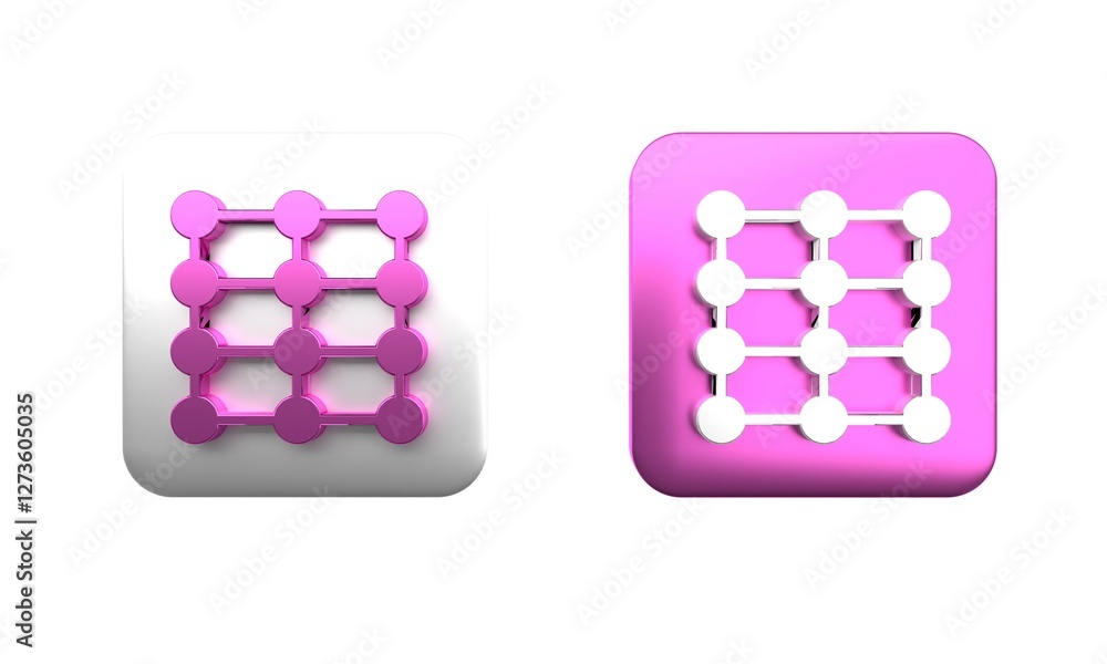 Poster colorful neural network icon isolated on white background. artificial intelligence ai. square button