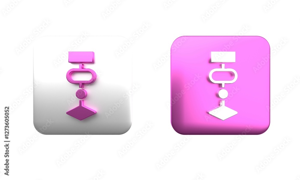 Poster Colorful Algorithm icon isolated on white background. Algorithm symbol design from Artificial Intelligence collection. Square button. 3D render illustration