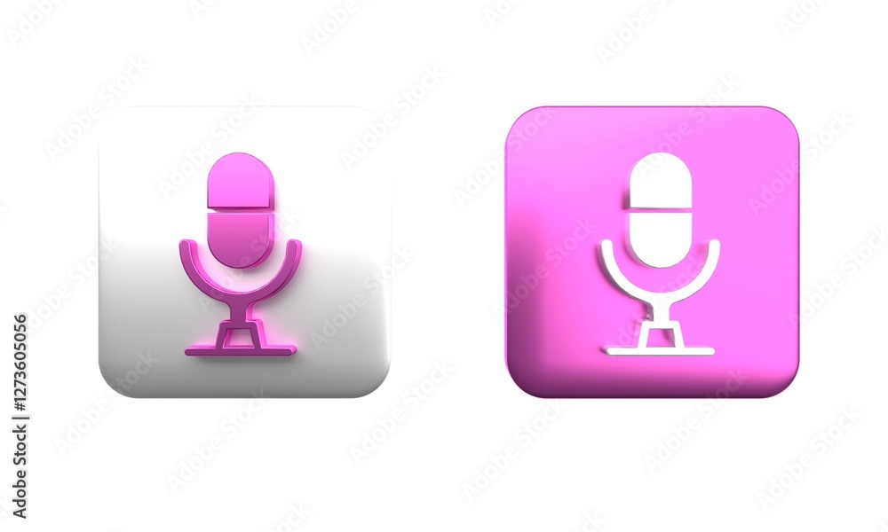 Poster colorful microphone voice device icon isolated on white background. microphone interpreter and alpha
