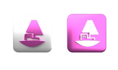 Colorful Toy boat icon isolated on white background. Square button. 3D render illustration