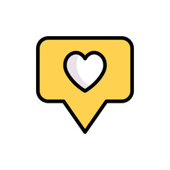 Message bubble with heart. Social media notification icons in speech bubbles.