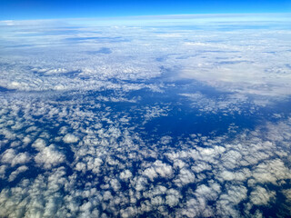 Cloudscape seen from a holiday jet at cruising altitude
