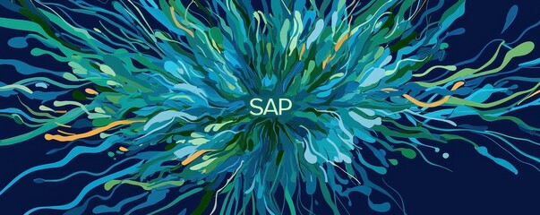 Abstract Blue Green Teal Splash Burst Background Design Dynamic Energy Modern Art