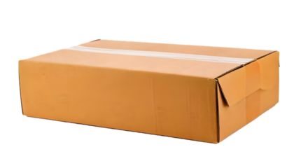 Sealed cardboard box isolated on clear png background