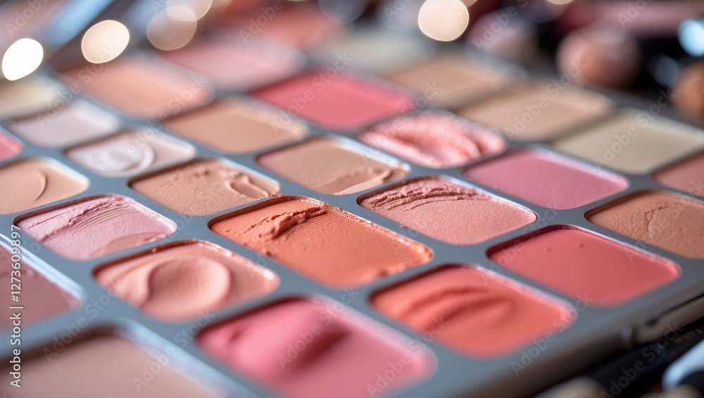 Poster diverse array of lip colors displayed on a makeup palette showcasing soft hues and textures in a bea