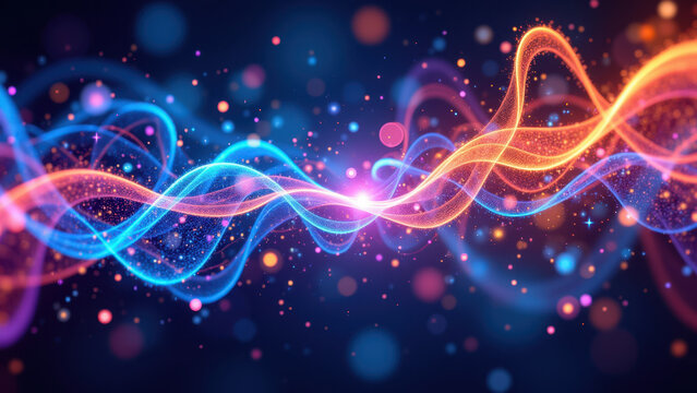 VNS - Vagus Nerve Stimulation with colorful electrical energy waves and glowing orbs, conveying a sense of vibrancy and life.