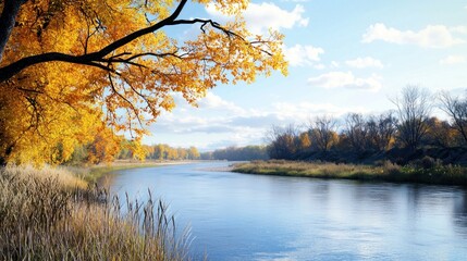 Obraz premium Autumn River Landscape