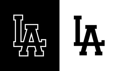 LA Vintage Retro Intertwined Outline Letters Logo – Classic Los Angeles California Vector Design