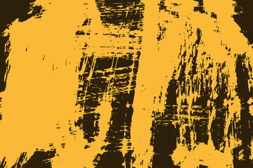 Yellow and black grainy brush strokes background. Grunge hand drawn texture. Distressed paint or ink pattern.