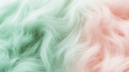 Obraz premium Close up of flowing, wavy soft pink and mint green fiber texture perfect for a dreamy background banner or beauty advertisement.