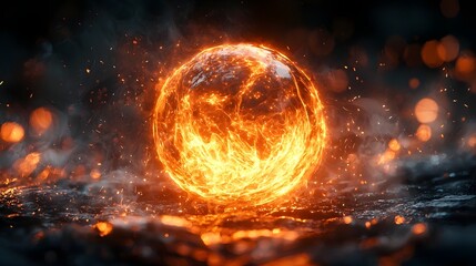 Glowing Bomb Detonation Sparking Vibrant Energy Ripples Across Futuristic Metallic Battlefield