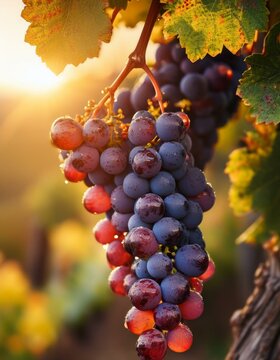 uvas rojas en las ramas de una vid