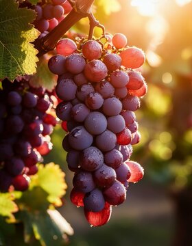 uvas rojas en las ramas de una vid
