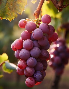uvas rojas en las ramas de una vid