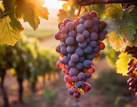 uvas rojas en las ramas de una vid