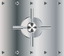 Realistic Money Safe Door. Finances safety and bank storage concept vector art