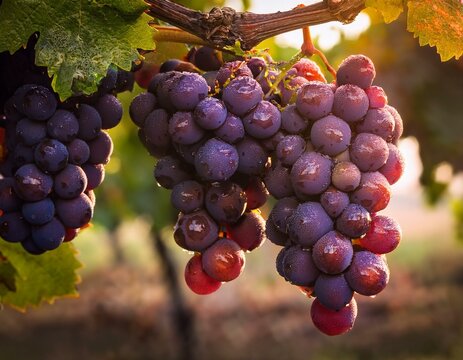 uvas rojas en las ramas de una vid