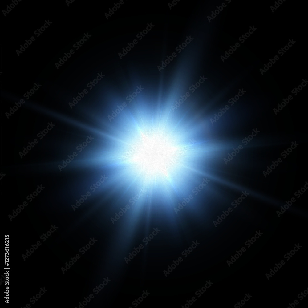 Poster blue glowing light effect. glowing light rays effect. star glare with shimmering glitter. vector 10 