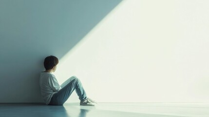 Withdrawal symptoms cause social withdrawal. A person sitting alone, avoiding interaction with others