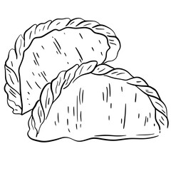 Curry Puff Doodle Outline Hand drawing