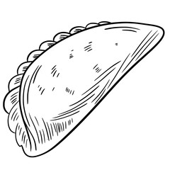 Curry Puff Doodle Outline Hand drawing