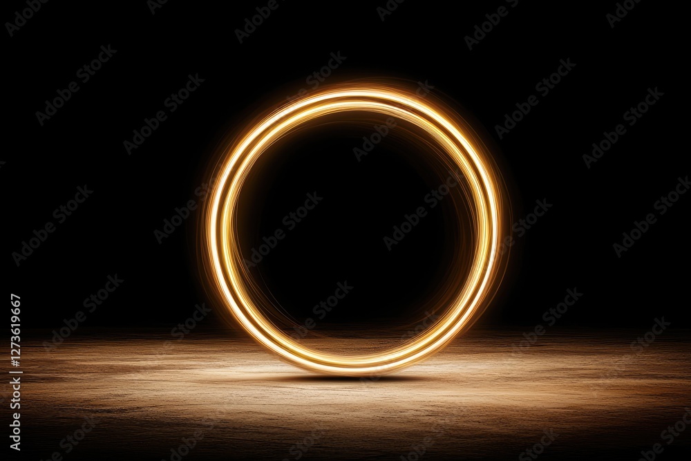 Poster a glowing golden circle illuminated against a dark background, creating a mesmerizing and ethereal e