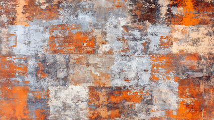 Fototapeta premium Gunge texture with rustic orange and grey tones, ideal for wall backgrounds, wallpaper designs, or print projects. The weathered texture adds a vintage, artistic touch to any space.