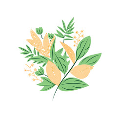 Element Of Blooming Flower Coloring Page With Black And White Outline Clipart