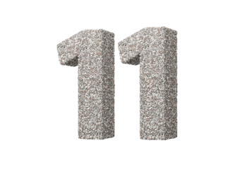 Number Eleven 11 Digit Made Of Rock Fragments Or Gravels 3d Illustration