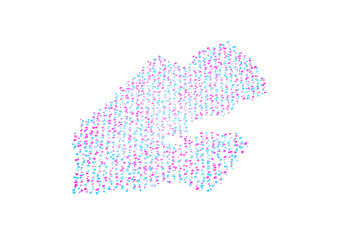 Illuminated Djibouti Digital Data Map Pink And Blue Neon Glowing Particles 3D Illustration