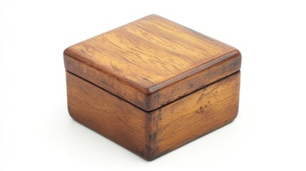 Elegant Square Wooden Box: A Craftsmanship Showcase of Rich Brown Wood Grain