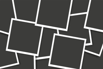 Blank instant photo frame collage. Retro film photography album template. Realistic paper snapshot for scrapbook or digital display. Vector illustration