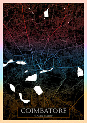 Coimbatore City Street Map, abstract city banner, colorful urban paint, abstract watercolor, downtown watercolor paint, business city panorama