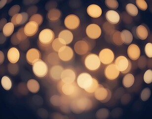 Obraz premium Soft golden bokeh lights floating on a dark background, warm and elegant feel