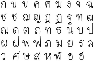 Thai consonants written by hand